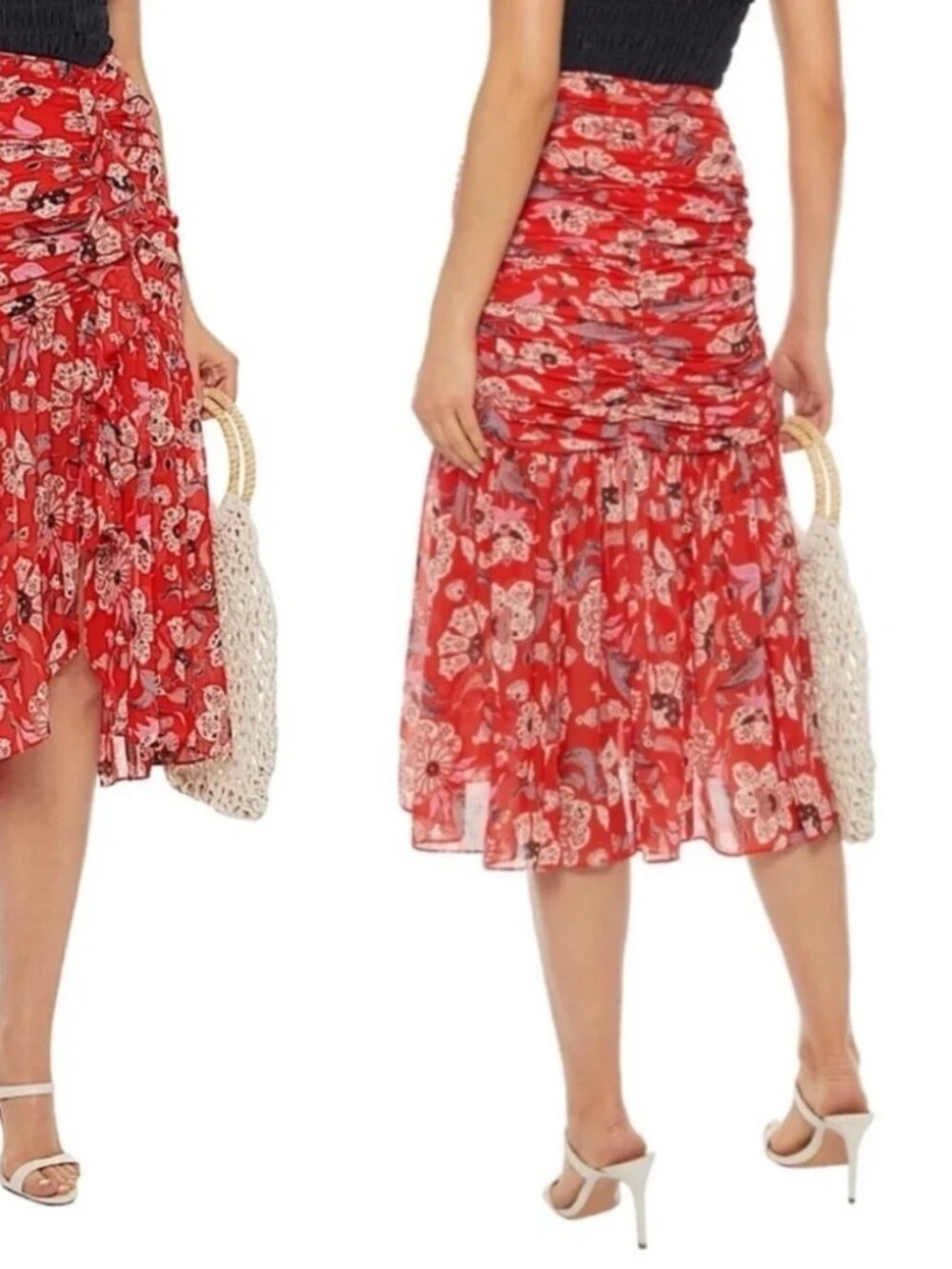 Cinq A Sept GORGEOUS flowy rouched skirt size 4 - Picture 7 of 7